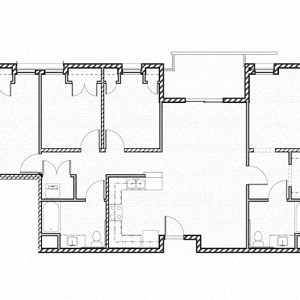 Floor plan for 4 beds, 2 baths, 1268 sqft